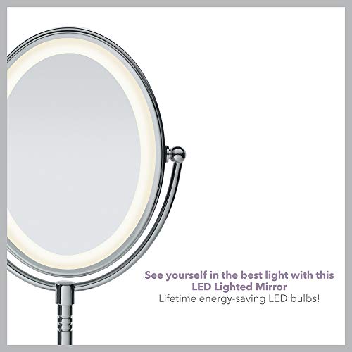 Conair Reflections DoubleSided LED Lighted Vanity Makeup Mirror, 1x/7x