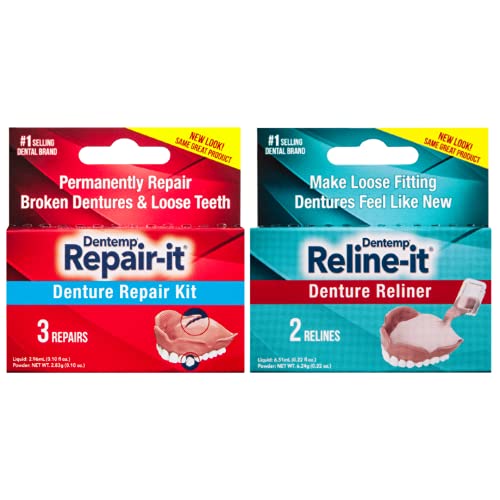 Dentemp Repairit Denture Repair Kit & Relineit Denture Reliner
