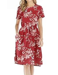 Vestido de verano de manga corta para mujer con bolsillos