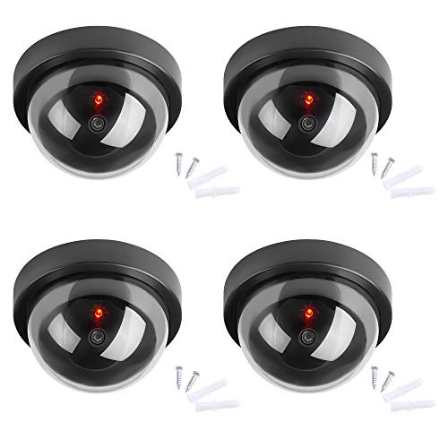 TOROTON Dummy Fake Security CCTV Dome Camera Simulation Monitor with LED Flashing Light, Outdoor and Indoor Use for Homes & Business, 4 Pack