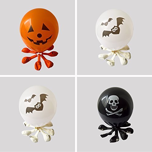 Halloween Balloons for Party Decoration-100% Latex-12 Inches Orange & Black &White Colors- 50 pieces