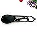 Lasten Spork Outdoor Multi Tool: Eat’N Tool with Bottle Opener, Metric Ruler, Survival EDC Screwdriver, Durable and Lightweight Stainless Steel Multitool for Camping, Hiking, Backpacking(Black）