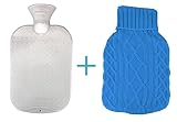 Fashy Hot Water Bottle with custom cover COMBO set (Cable Knit Blue)
