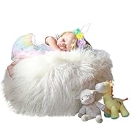 MiniOwls Plush Toy Storage Solution (no Filler) - Ivory White Furry Bean Bag - Soft Teddy Organizer with a Zipper for Easy use. Jumbo Size 25x25x20 inch