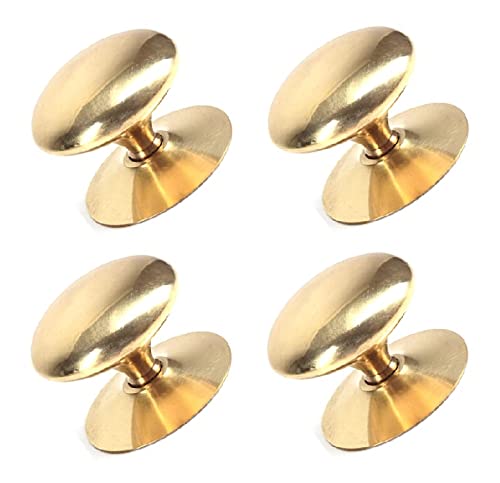 TERF® 35mm Traditional Victorian Polished Brass Cabinet Door Knobs 35mm Chest Drawer Cupboard Kitchen Wardrobe Door Pull Handle Knobs with Fixing Screw for Use Home and Office - Pack of 4