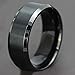 8mm Black High Polish Beveled Tungsten Rings Carbide Men's Wedding Band in Comfort Fit and Matte Finish Sizes 6-16