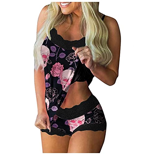 FAPIZI Halloween Bat Pajama Women Lingerie Set Lace Trim Nightgown Tank Top  and Shorts Sexy Lounge Sleepwear Two Piece Loungewear Pink in Kenya | Whizz
