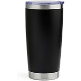 Insulated Travel Mug, 20 oz Stainless Steel Tumbler, Hot and Cold Drinks, Multiple Colors BPA-free (Black)