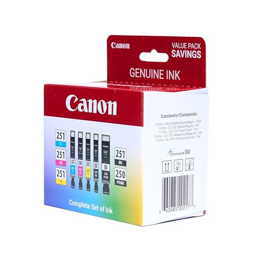 Canon PGI-250/ CLI-251 5 Color Amazon Pack