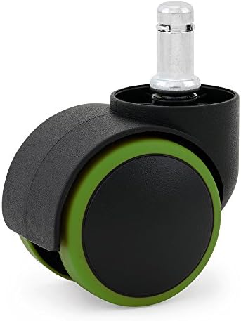 Katu Rubber Wheels for Office Chair Casters - 2 inch (Set of 5) Black &amp; Green
