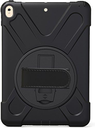 iPad Pro 10.5 Handle Strap Case (Plastic) with Rotating Kickstand and Hard Shell of Strong Construction (Black)