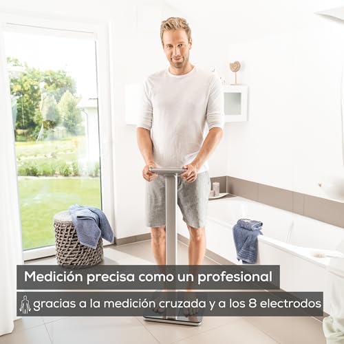 Balança de diagnóstico beurer bf 1000 superprecision, para análise de corpo inteiro com aplicativo, medição do percentual de gordura visceral, exibição separada de cada parte do corpo