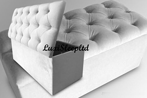 luxisleepltdStunning Colchester Ottoman Crushed Velvet,with Fabric buttons Ottoman Toy Storage Blanket Box Many Colours (Width 40'' x Depth 18'' x Hieght 14'’, CREAM)