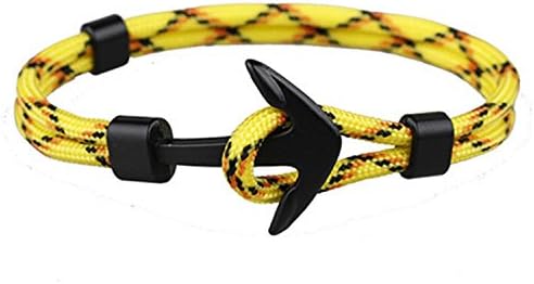 Olive Tayl NEW Fashion Black Anchor Bracelets Men Charm 550 Survival Rope Chain Paracord Bracelet Male Wrap Metal Sport Hooks D 21cm