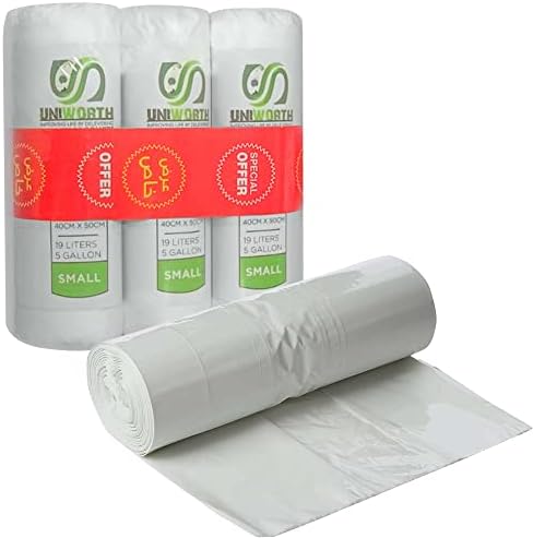 60 Garbage Bag Small, 19L/5 Gallon Heavy Duty Trash Bags, 20x3