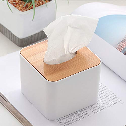 Homiest Wooden Facial Square Tissue Box Cover/Holder for Bathroom Vanity Countertops - Thumbnail 4