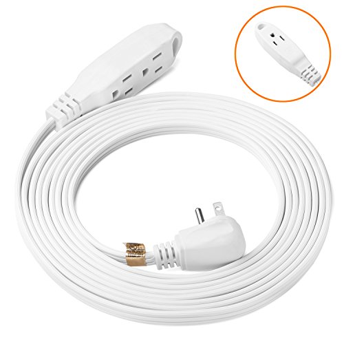 ClearMax 15 Feet 3 Outlet Extension Cord 16AWG Indoor/Outdoor Use - White - UL Listed