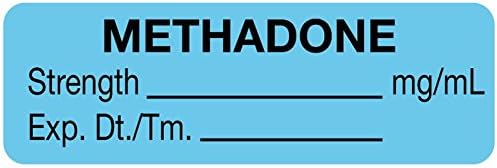 MedValue Anesthesia Label, Methadone mg/mL,1-1/2"x 1/2", Light Blue - 610 Label Per Roll