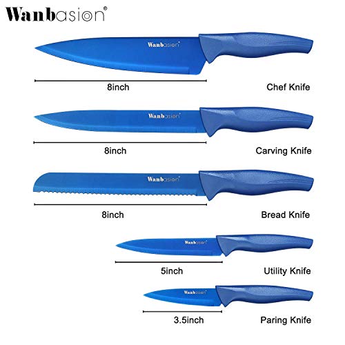Wanbasion Navy Blue Kitchen Knives Block Set Professional, Stainless