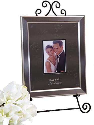 Signature Keepsakes Frame Engravable Signature Mat Guest Book, Medium, Silver/Titanium