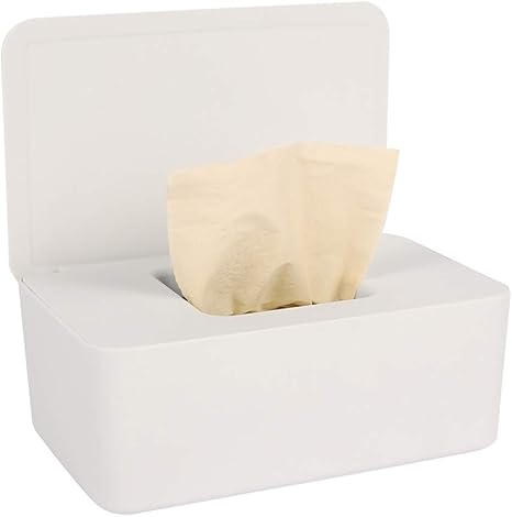Amazon ウェットティッシュボックス ホームオーガナイザーワイプホルダーシール デスク トップコンテナ プラスチック 防塵蓋付きオフィス収納 和風ケース ホワィト ティッシュケース ホルダー オンライン通販
