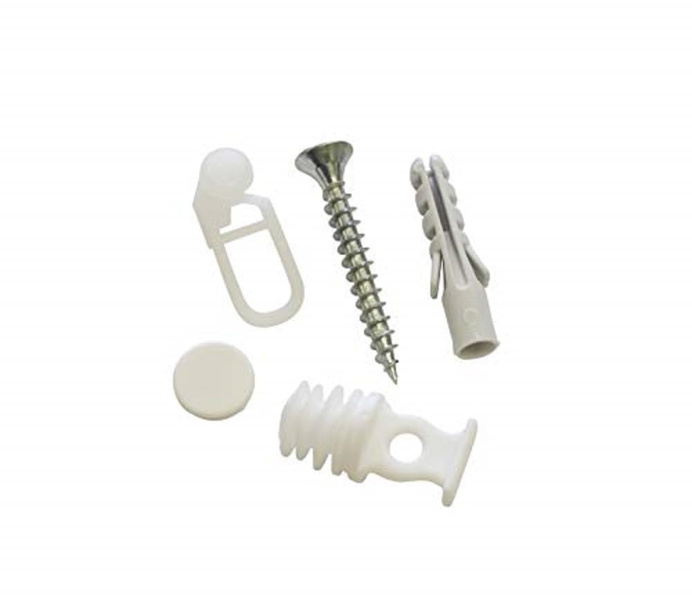 Gardinia Curtain Rail Accessory Set, Rollers, End Stops, Cover Caps and Mounting Material, White