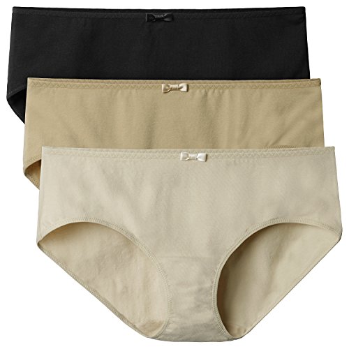 David Archy Women’s 3 Pack Combed Cotton Underwear Stretch Hipster Panties (Black/Camel/Nude,M)