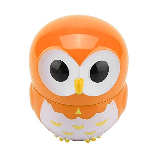 Rosvola Mechanical Timer, Cute Owl Shape Manual Cooking Counters Clock for Kitchen(Orange)