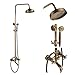 Rozin Wall Mounted Bathroom Rainfall Shower Set Tub Mixer Tap with Hand Sprayer Antique Brass