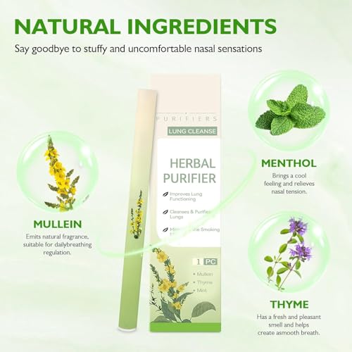 LBOYLOVE® Herbal Diffuser Pen with Mullein, Thyme, Mint Extracts for Lung Cleasing Breathing, Relaxation, Stress Relief, 600 Uses (2 PCS)