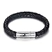 OCEANA&SP Mens Bracelet with Black Leather Stainless Steel Magnetic Clasp 8.5 inch for Mens Womens …