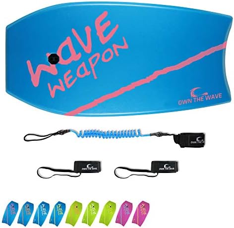 Own the Wave 'Wave Weapon' Body Board for All Wave Conditions - Lightweight with EPS Core HDPE Slick Bottom Body Boards for Beach with Wrist Leash and Plug for Kids and Adults