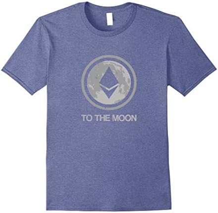 Mens Ethereum To the Moon T-Shirt | Cryptocurrency &amp; Bitcoin Large Heather Blue