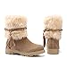 Susanny Women's Winter Fashion Warm Short Booties Casual Outdoor Suede Flat Heel Waterproof Faux Fur Beige Snow Boots 7 B (M) US
