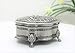 Limlook Decorative Antique Castle/Carriage Engraved Silver Trinket Box Velvet Lined, Ornate Metal Small Jewelry Treasure Box Hinged Lid Footed Standing Keepsake Box (Choose One at Random)
