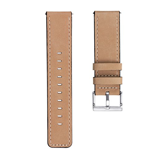 Leather Band for Fitbit Versa, UNEXTATI Genuine Leather Watch Replacement Strap with Metal Buckle, Fitbit Versa Wristband Accessories - Apricot