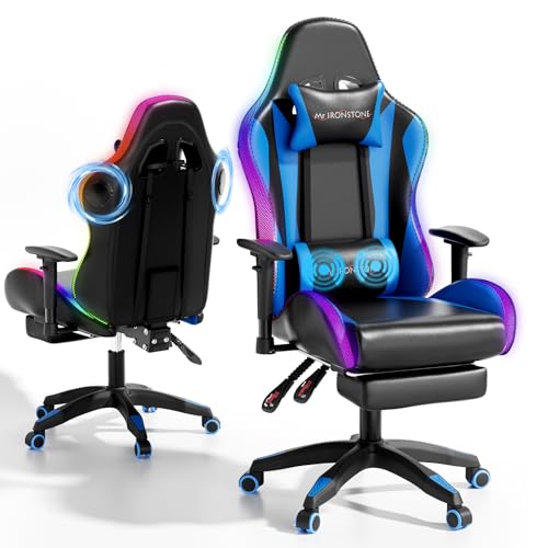 Mr IRONSTONE RGB Gaming Chair with Bluetooth Speakers, Ergonomic Gamer Chair with