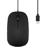 Perixx PERIMICE-201C USB Type C Wired Optical Mouse with 3-Button, Scroll Wheel, 1000 DPI, Black