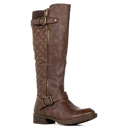 RF ROOM OF FASHION Lady's Regular Calf Knee High Riding Boots Brown Size.7