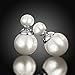 Onairmall Double Sides Earring Two Ball Beads Pearl Stud Earring Women Fashion Jewelry (White)
