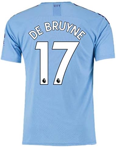 #17 De Bruyne Shirt Manchester City Home Soccer T Shirt 2019-2020 Season Mens Blue
