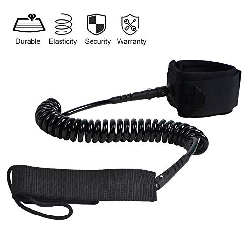 Neolife 7' Coiled Surfboard Leash Ankle Cuff Safety SUP Leash for Inflatable Paddle Board Snowboard Legrope Black - Thumbnail 7