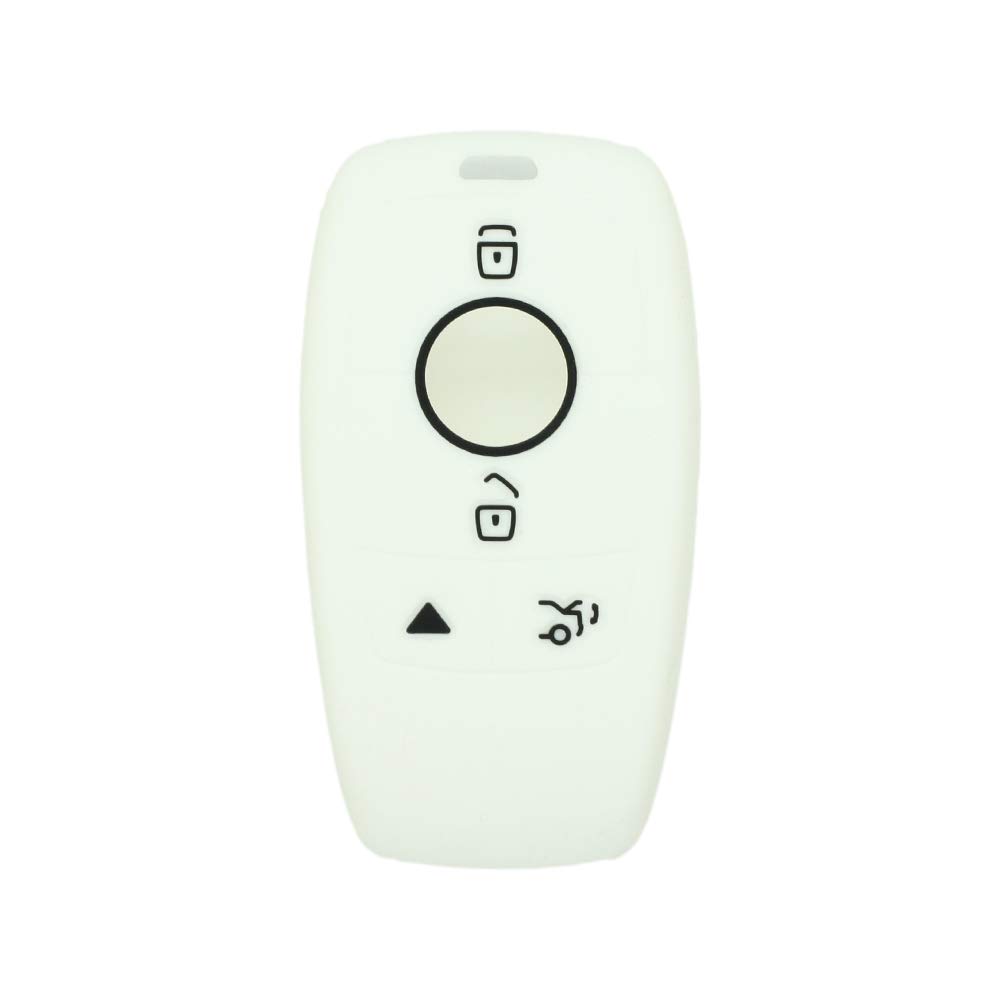 BROVACS Silicone Cover Protector Case Holder Skin Jacket Compatible with MERCEDES BENZ E200 E300 E400 4 Button Smart Remote Key Fob CV2952 White