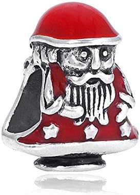 Wybeads Silver Charms Santa Claus European Beads For Pendant Necklace Bracelets Bangle Snake Chain Jewelry
