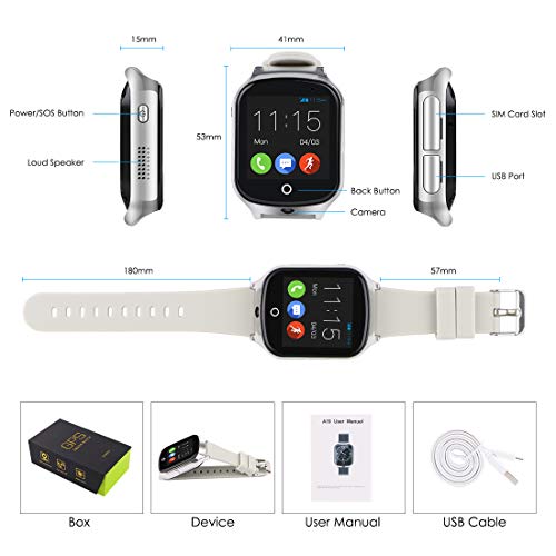 Autopmall GPS Watch Kids GPS Tracker Watch Waterproof IP65 SOS Call Function GPS WiFi LBS Real Time Tracking Health Steps Activity Tracking Boys Girls Gift