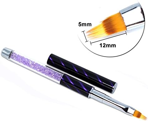 NMKL38 Ombre Nail Brush Pen with Rhinestone Diamond Handle for UV Gel Gradient Nail Art Design Brush Gradual Color Change Painting Tool