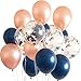 Navy Rose Gold Birthday Decorations for Women/Gender Reveal Party Decorations/Navy Peach Bridal Shower Decorations Champagne Gold Wedding/Navy Rose Gold Confetti Balloons Bachelorette Party Decor