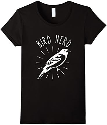 Womens Bird Nerd T-Shirt Bird-Watching, Ornithology, Birding Geek Medium Black