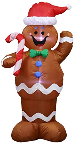 eLUUGIE 5ft Christmas Inflatable Decoration Gingerbread Man with Leg Lights Blow Up Yard Decoration/Chirstmas Decor/Home Outdoor Decoration/Indoor Garden Party Prop (Ginger Breadman)