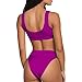 Dixperfect Two Pieces Bikini Sets Swimsuit Low Scoop Crop Top High Waisted Cheeky Bottom (L, Hot Pink)